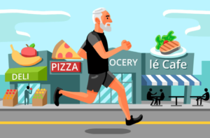 running and eating